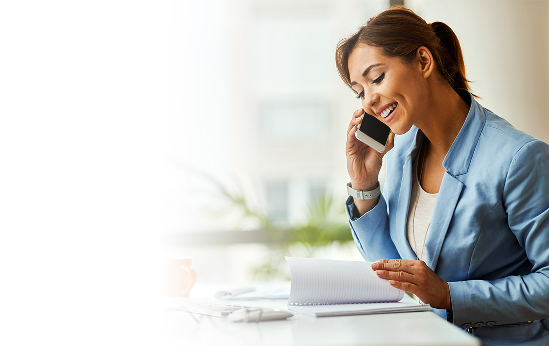 A woman on a phone call