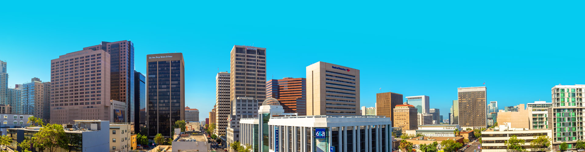 The San Diego Union-Tribune and nearby buildings