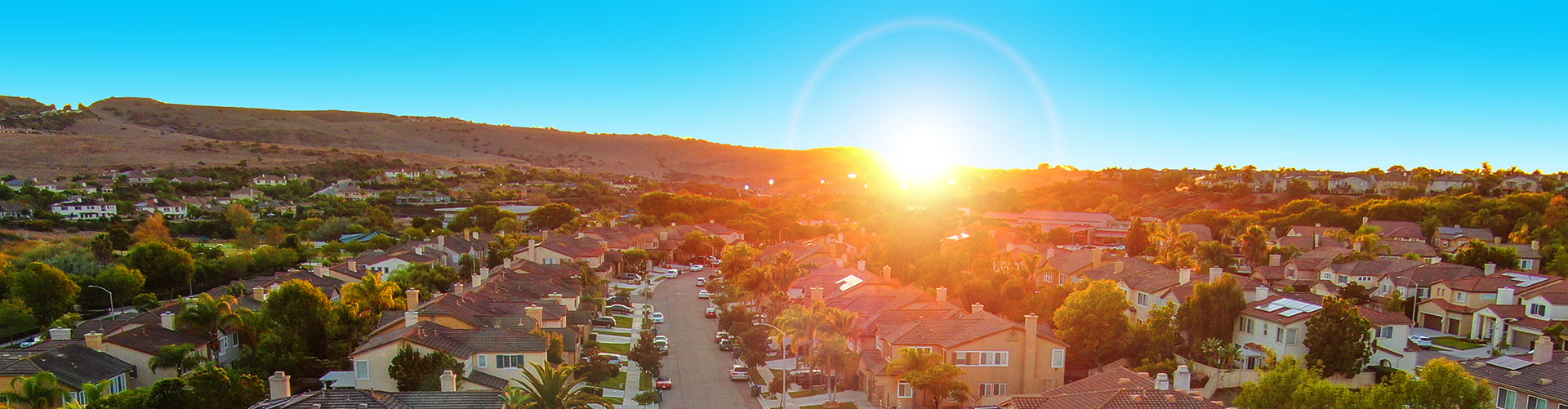 Subdivision with a rising sun