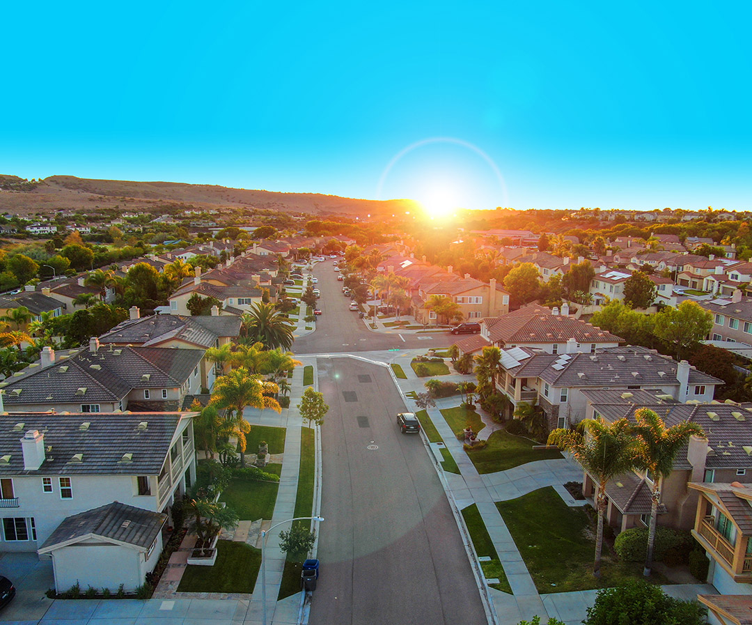 Subdivision with a rising sun